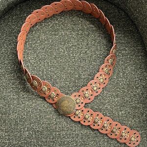 Leather and Brass Concho Belt